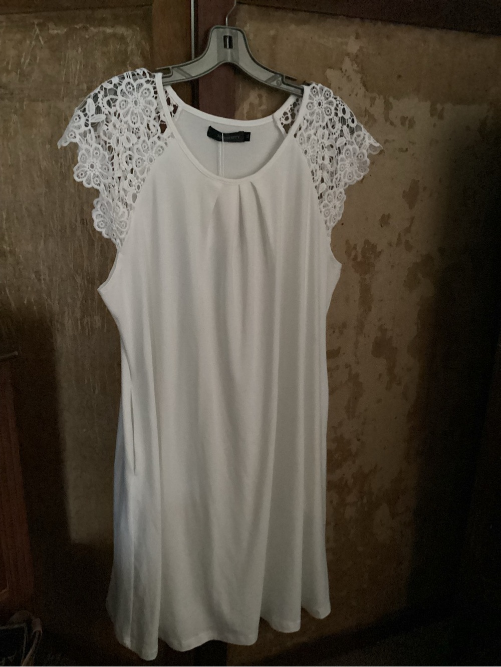 White Lace Cap Sleeve Mini Dress